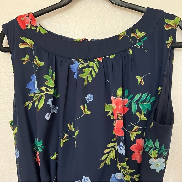 Eliza J Floral Midi Maxi Dress Navy and Pink Plus Size - Picture 2 of 14